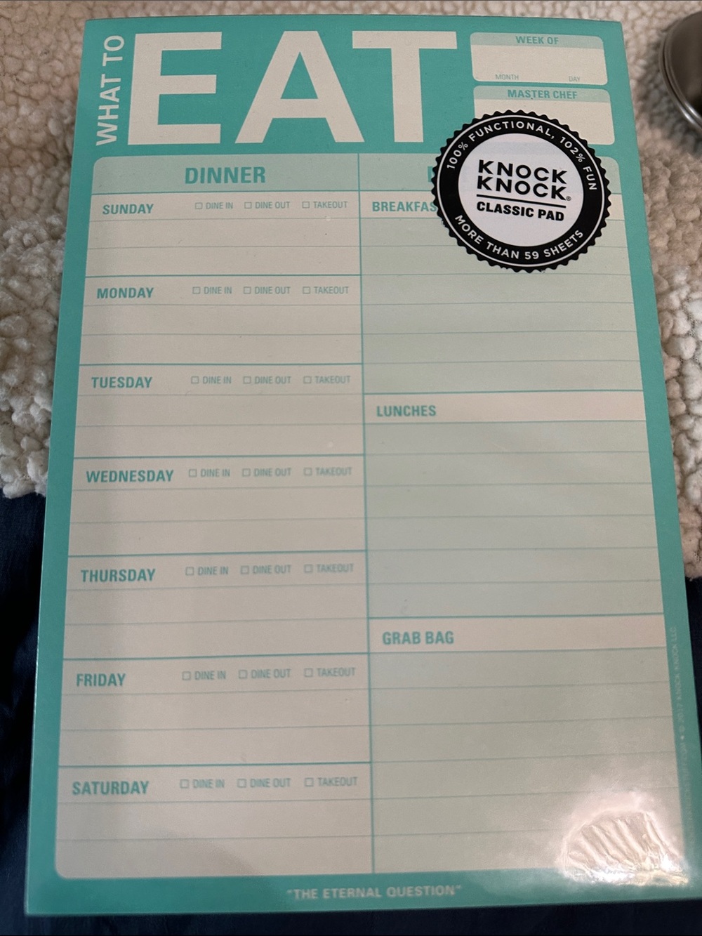 KNOCK KNOCK What to Eat Pad (Mint Green) NEW